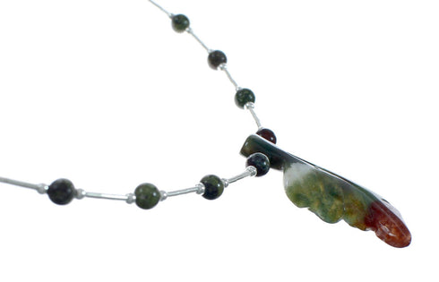 Dragon Blood Leaf Liquid Silver Southwest Bead Necklace NX11670